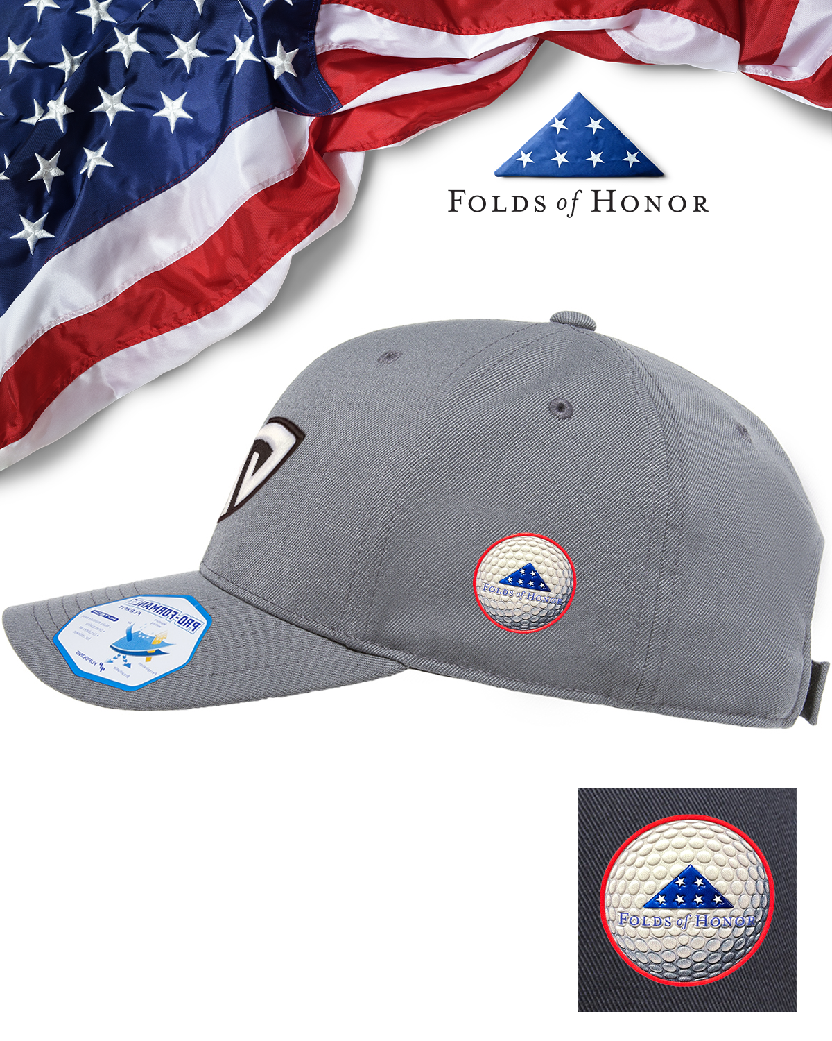 Folds Of Honor Flexfit Pro-Formance® Solid Golf Cap - All colors