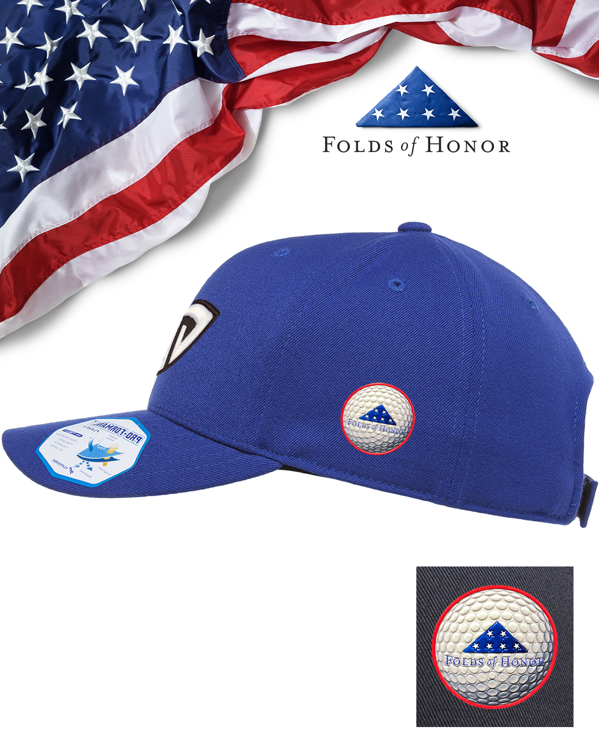 Folds Of Honor Flexfit Pro-Formance® Solid Golf Cap - All colors