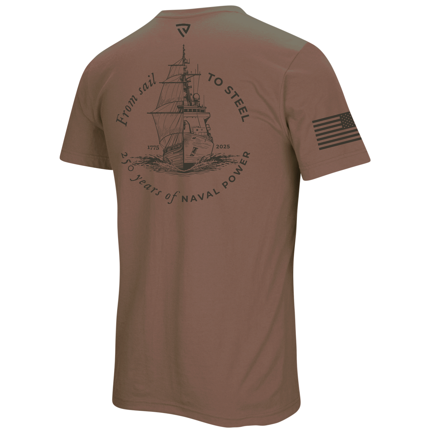 Navy 250th Birthday Coyote Brown Tee
