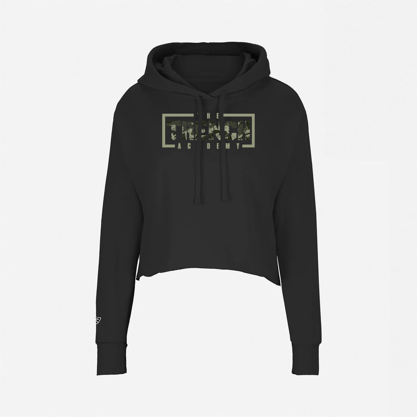 Trench Green Camo Cropped Pullover Hoodie