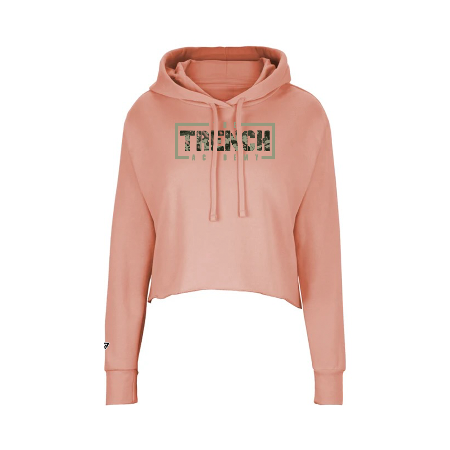 Trench Green Camo Cropped Pullover Hoodie