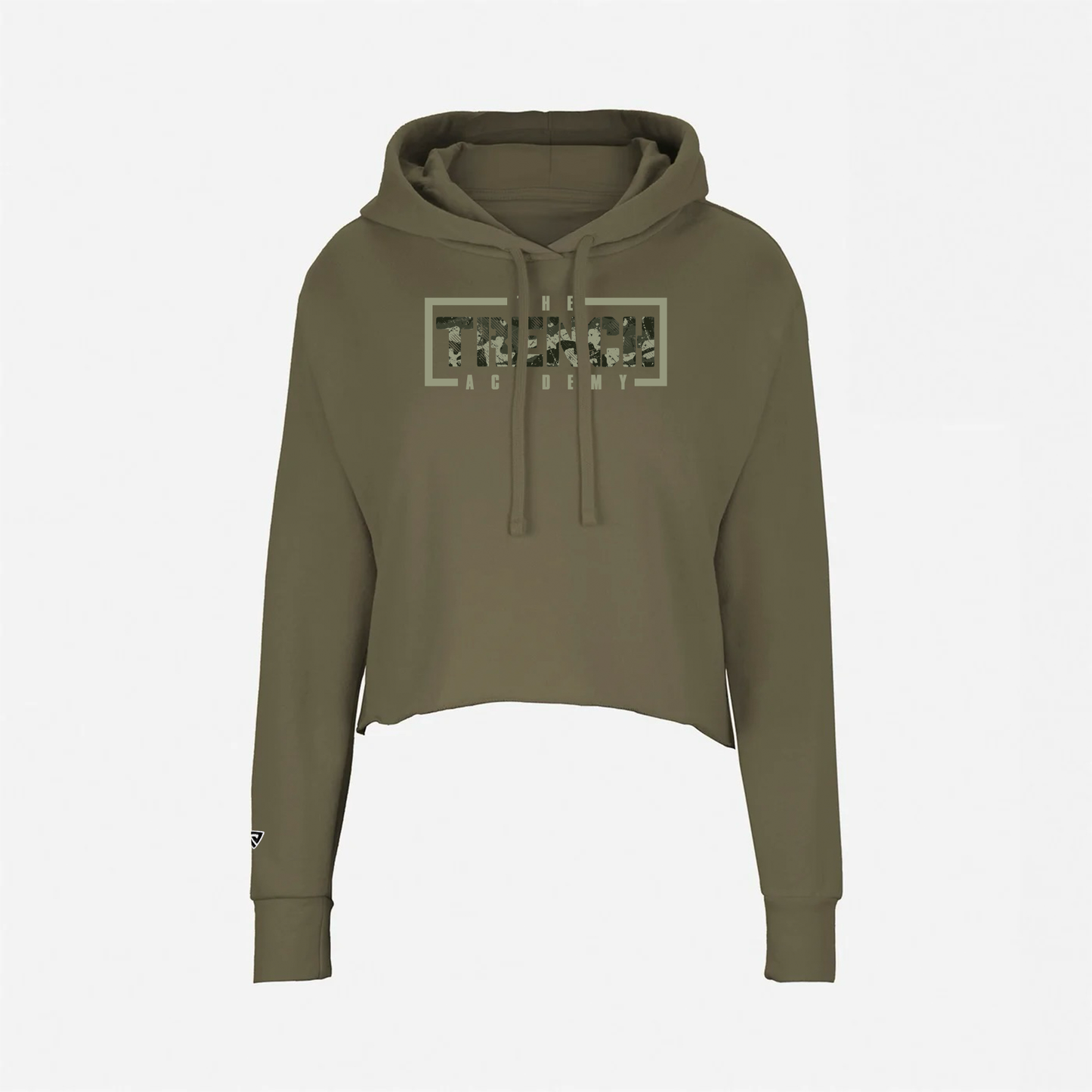 Trench Green Camo Cropped Pullover Hoodie