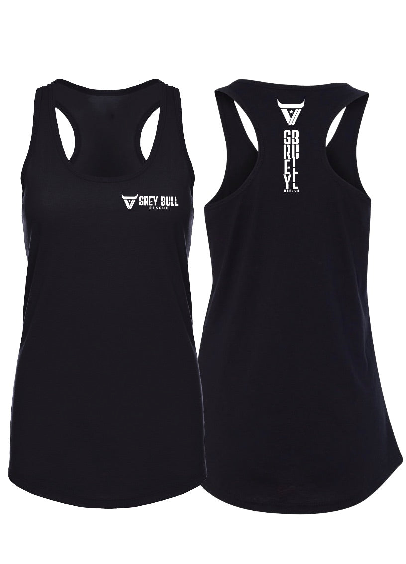 Women's Grey Bull Rescue Black Racerback Tank