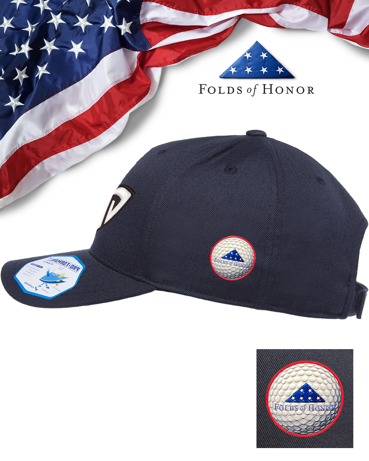 Folds Of Honor Flexfit Pro-Formance® Solid Golf Cap - All colors