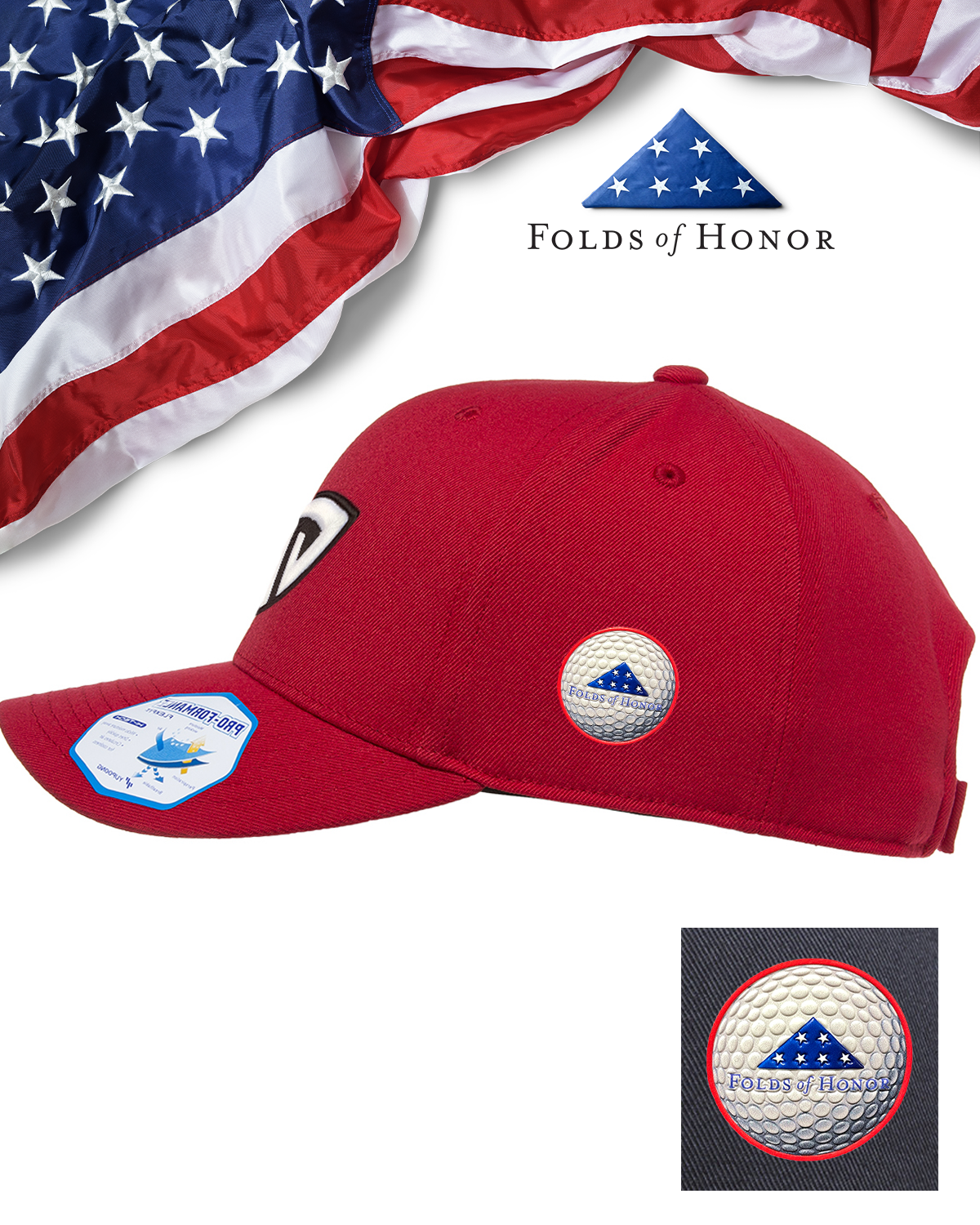 Folds Of Honor Flexfit Pro-Formance® Solid Golf Cap - All colors