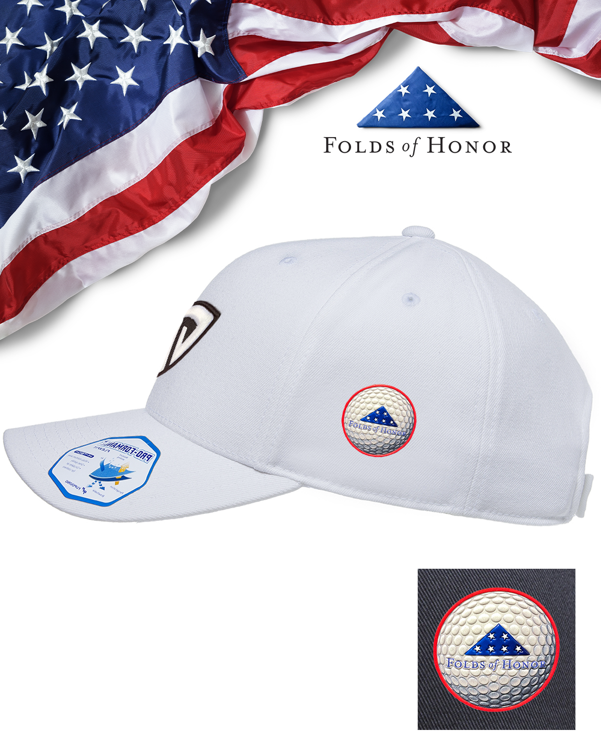 Folds Of Honor Flexfit Pro-Formance® Solid Golf Cap - All colors