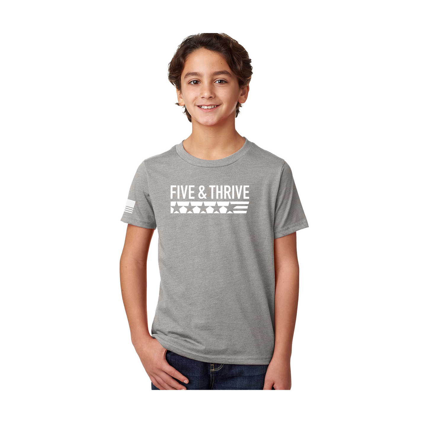Youth Five & Thrive Dark Heather Gray Tee