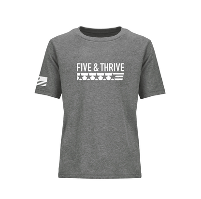 Youth Five & Thrive Dark Heather Gray Tee