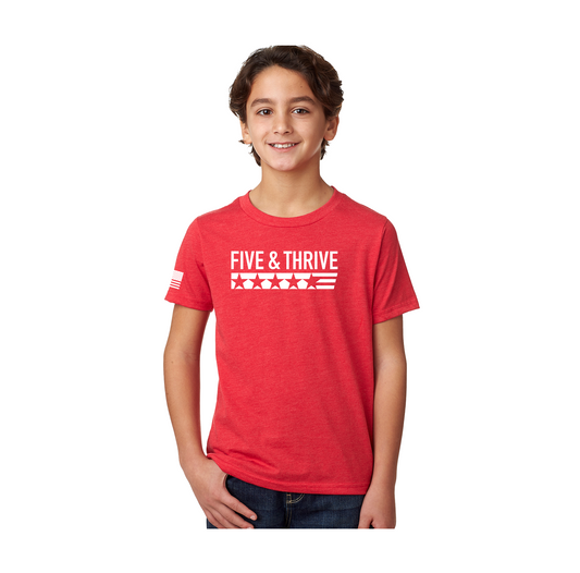 Youth Five & Thrive Red Tee