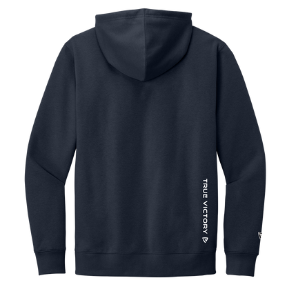 Black hoodie with 'True Victory' branding on a white background