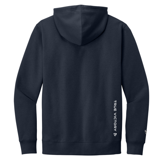 Black hoodie with 'True Victory' branding on a white background