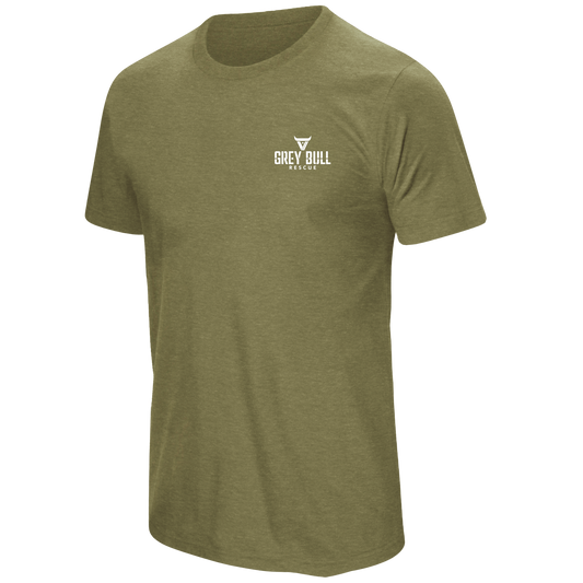 Grey Bull Rescue No Spectators Military Green Tee