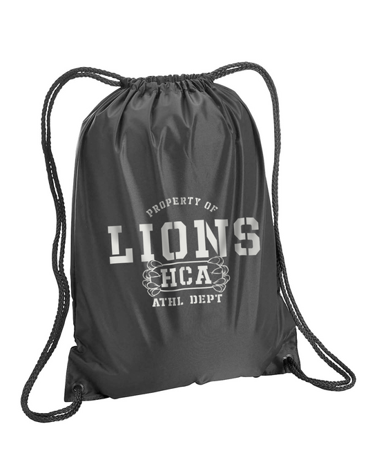 HCA Lions Property Of Black Drawstring Backpack