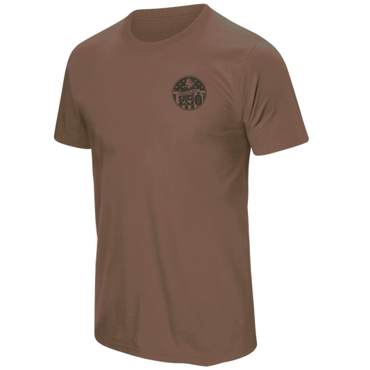 Navy 250th Birthday Coyote Brown Tee