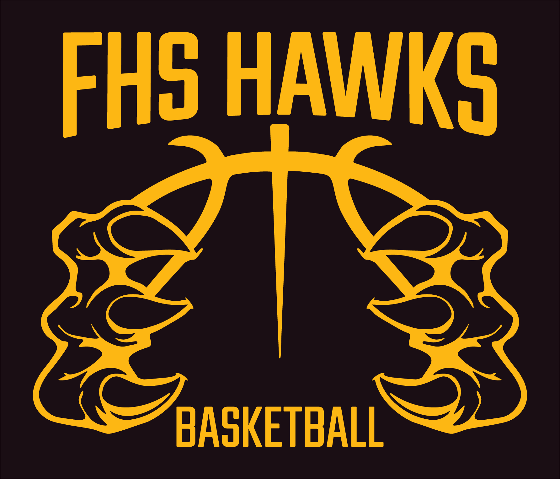 FHS Hawks Basketball Talon Black Tee