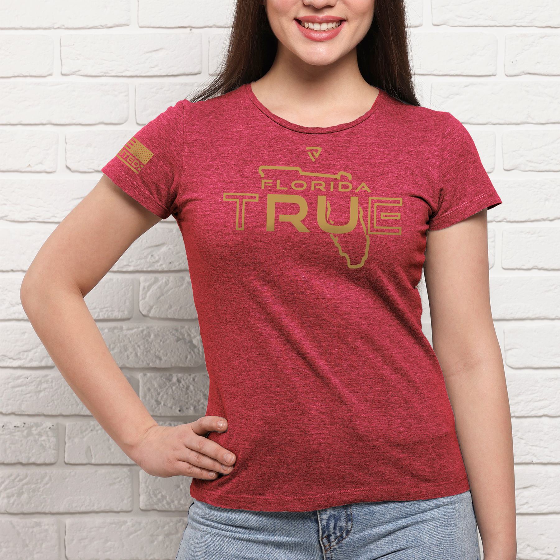 Womens RU TRUE Florida Garnet & Gold United Tee