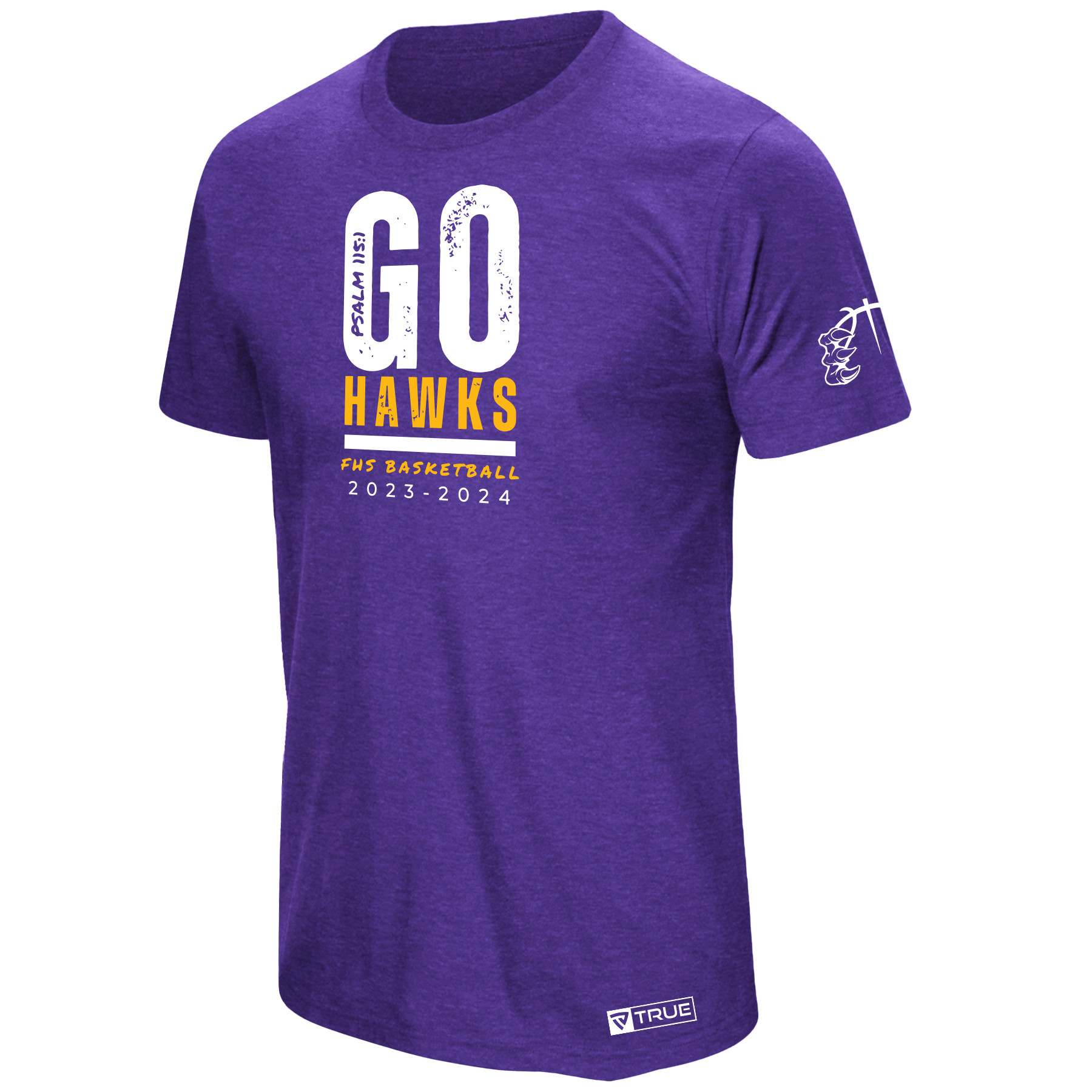 FHS Go Hawks Purple Basketball Tee