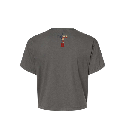 Women's Trench Vintage Flag Charcoal Crop Top