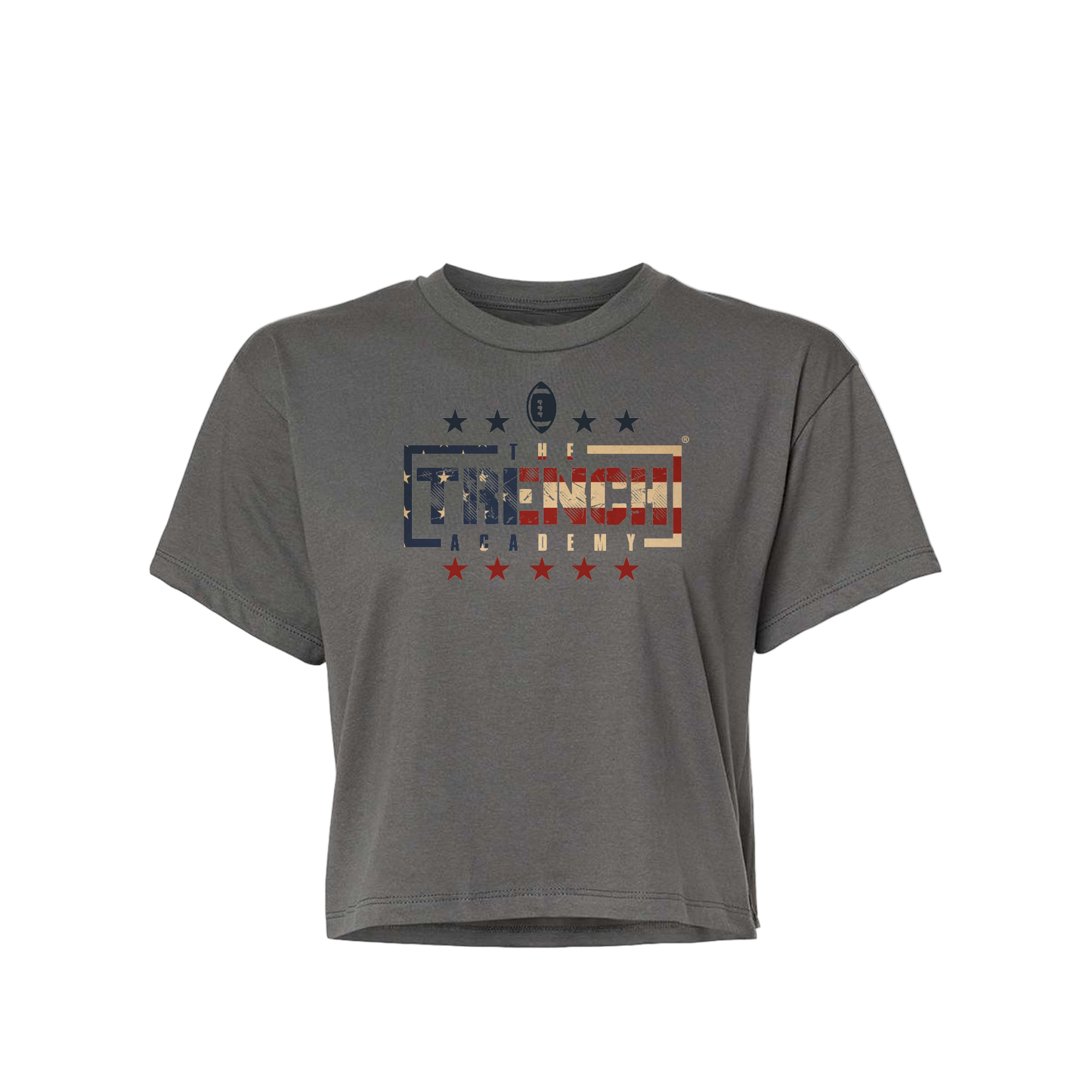 Women's Trench Vintage Flag Charcoal Crop Top