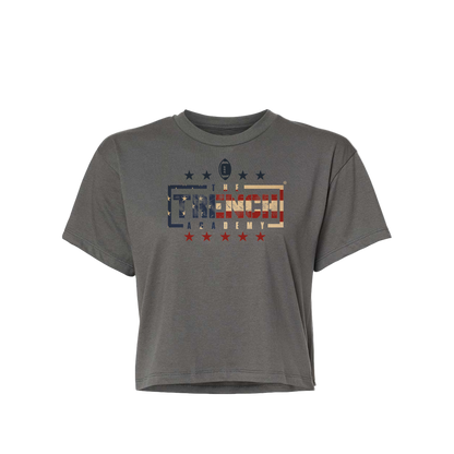 Women's Trench Vintage Flag Charcoal Crop Top