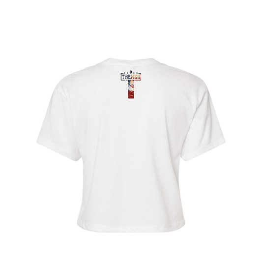Women's Trench Vintage Flag White Crop Top