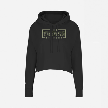 Trench Green Camo Cropped Pullover Hoodie