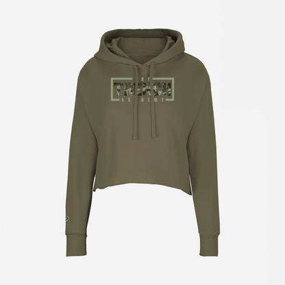 Trench Green Camo Cropped Pullover Hoodie
