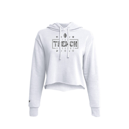 Women's Trench White Camo Cropped Pullover Hoodie