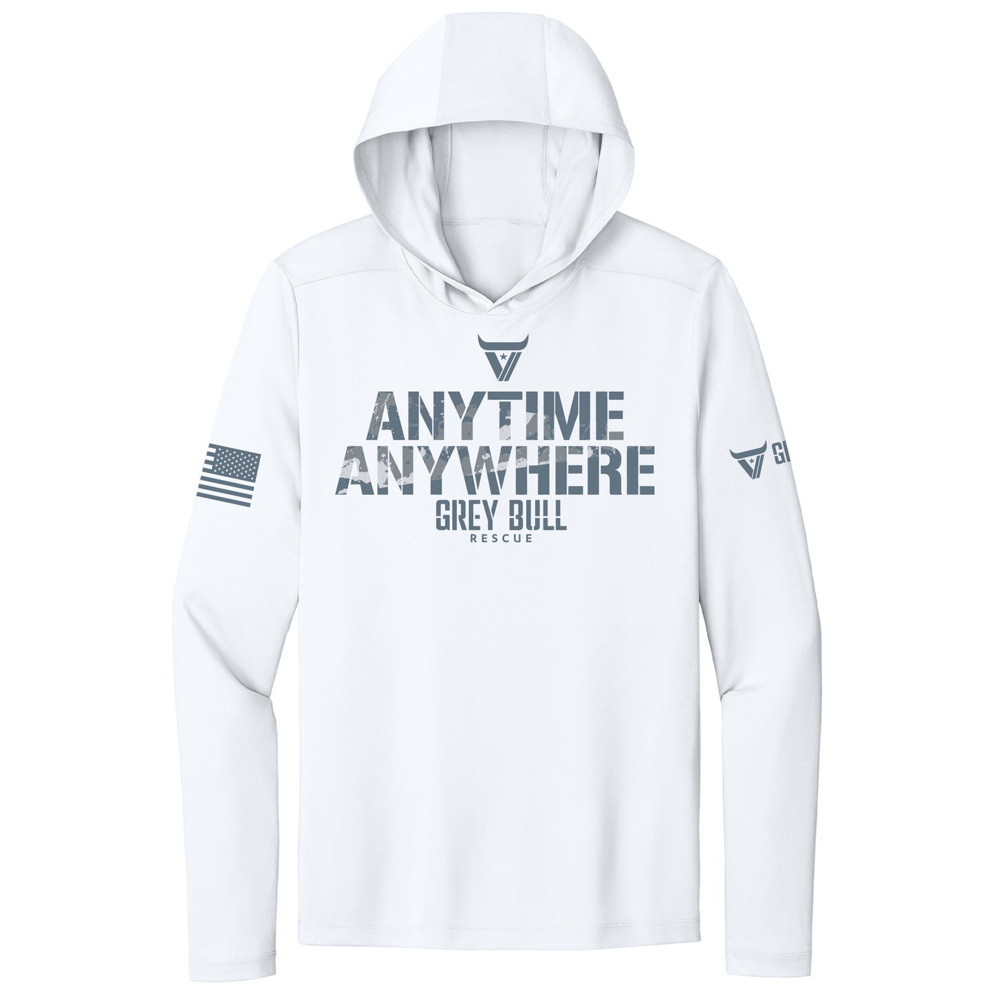 Grey Bull Rescue Anytime White Long Sleeve Fishing Tee