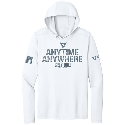 Grey Bull Rescue Anytime White Long Sleeve Fishing Tee