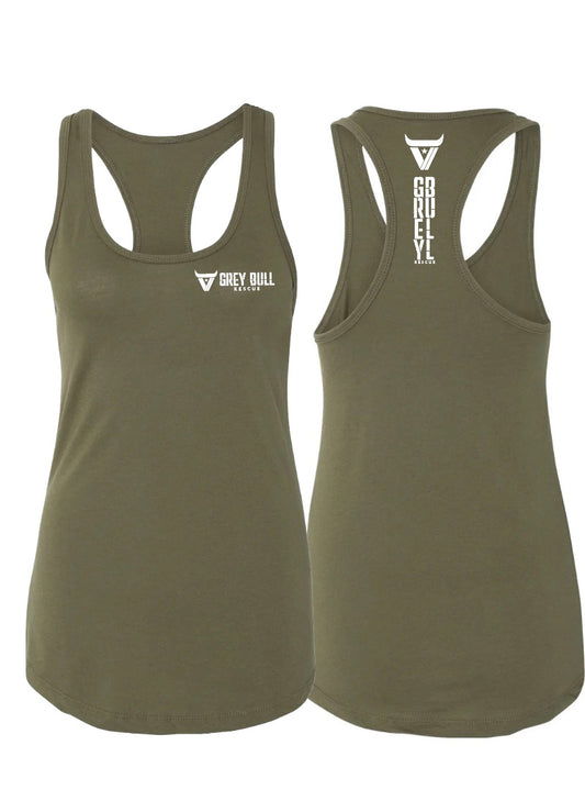 Women's Grey Bull Rescue Military Green Racerback Tank