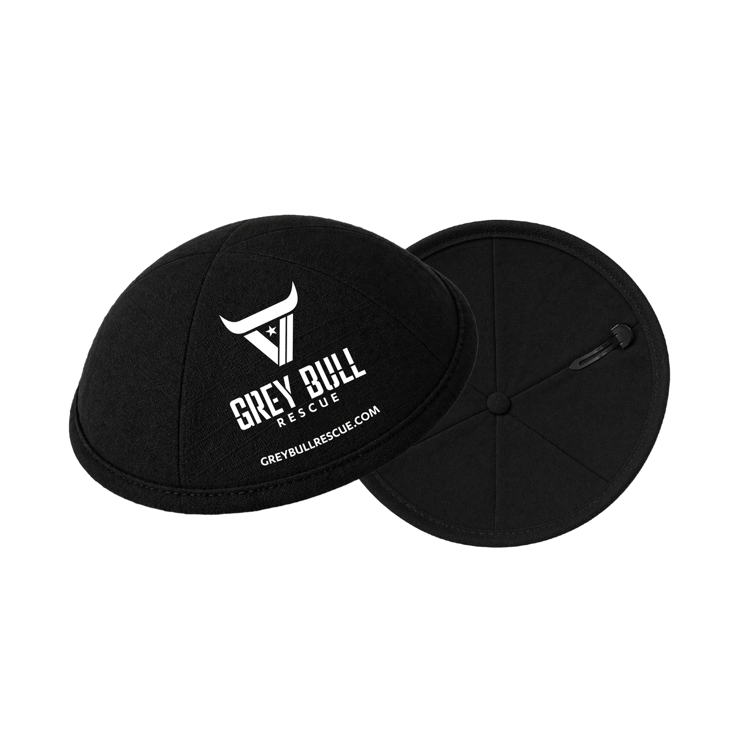 Grey Bull Black Yarmulke