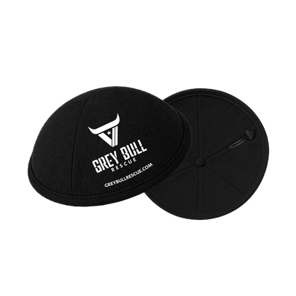 Grey Bull Black Yarmulke