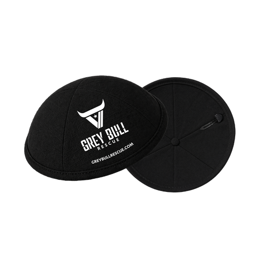 Grey Bull Black Yarmulke