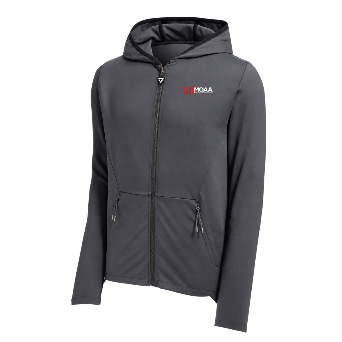 Men's MOAA Elite Full-Zip in charcoal gray, front view.