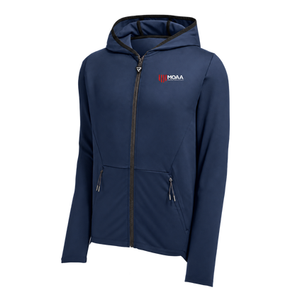 Men's MOAA Elite Full-Zip in navy blue, front view.