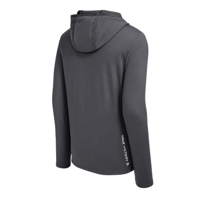 Men's MOAA Elite Full-Zip in charcoal gray, back view.
