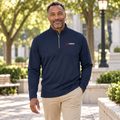 Adult man wearing the Men's MOAA Quarter Zip in a lifestyle setting.