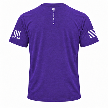 TotalForce+ Tee — Purple back, small True Victory neckline drip