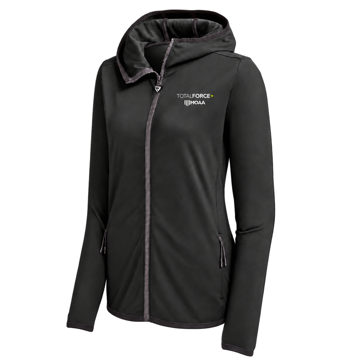 Women’s TotalForce+ Elite Jacket — front, approved co-brand and True Victory shield zipper pull