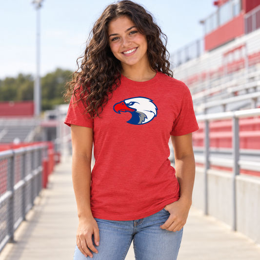 Lifestyle view of SHS Eagle Head Tee at an athletics setting.
