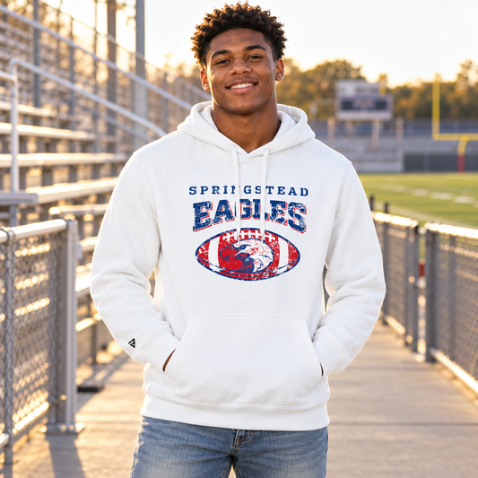 Lifestyle view of SHS Football Hoodie at an athletics setting.