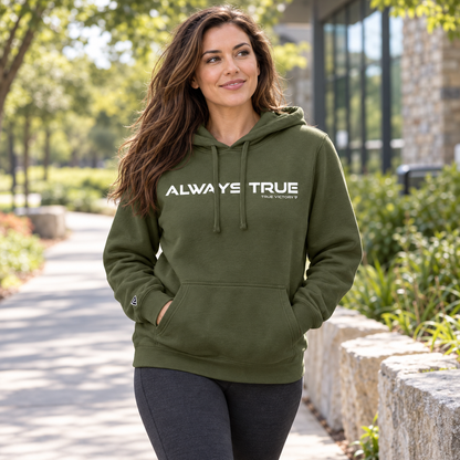 Lifestyle view of Always True Hoodie outdoors.