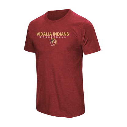 Vidalia Indians Basketball travel shirt in maroon, front
