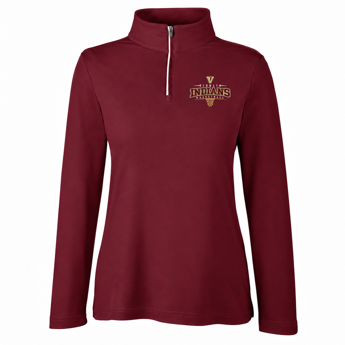 Women's Vidalia Basketball Quarter Zip in maroon, front