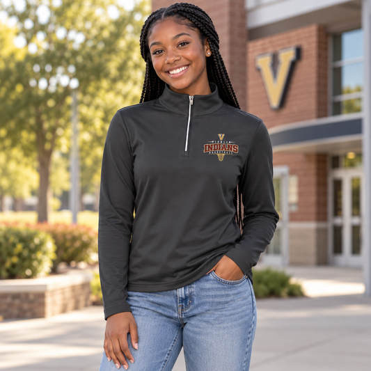 High-school-age girl wearing the Women's Vidalia Basketball Quarter Zip in charcoal