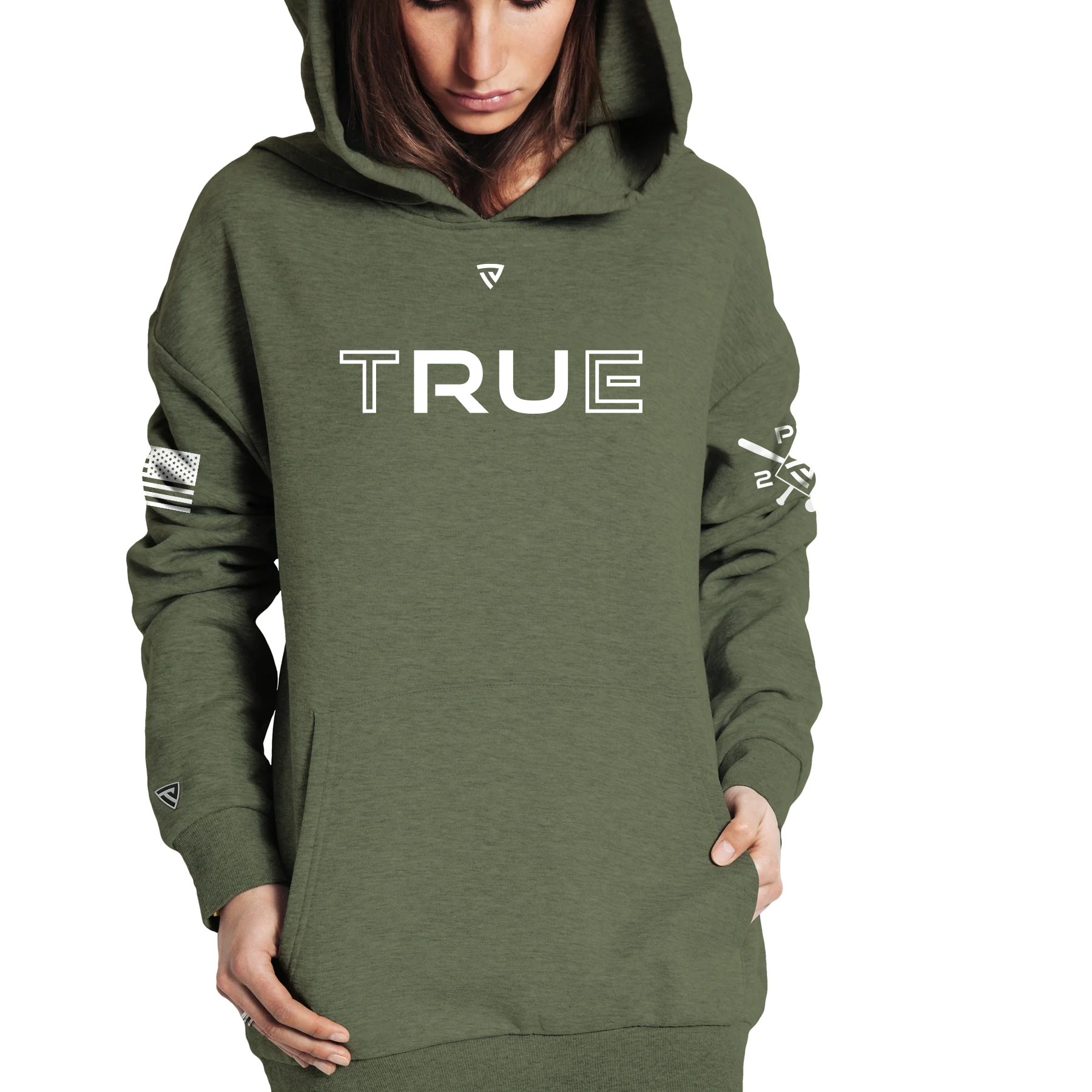 Women's RU True X PS20 Military Green Heathered Hoodie