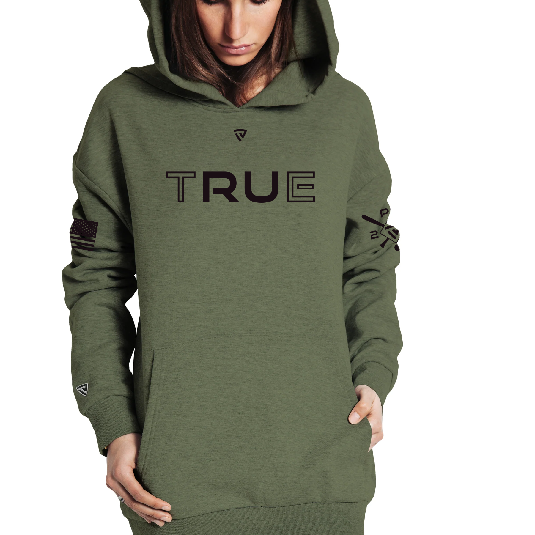 Women's RU True X PS20 Military Green Heathered Hoodie