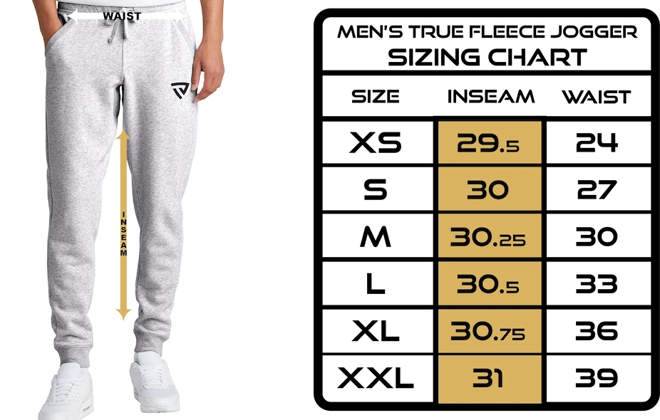 Men's True Fleece Joggers chart