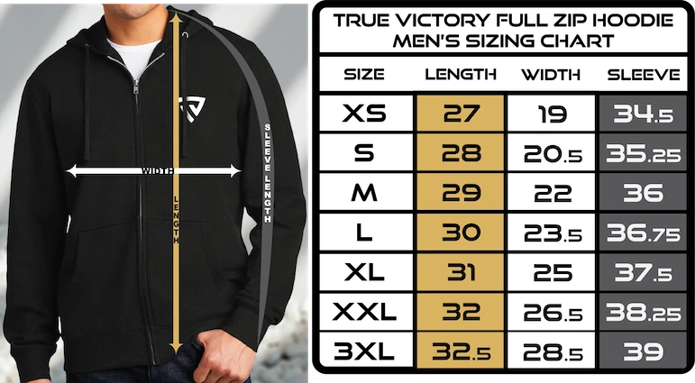 Men's Full Zip Hoodie chart